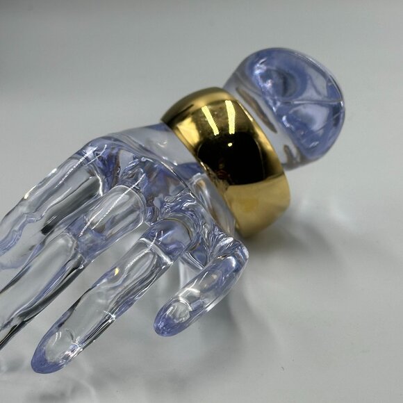 Vintage Monet Cuff Bracelet Gold Tone Chunky Sculptural Wide Band 6.5" - Picture 6 of 9